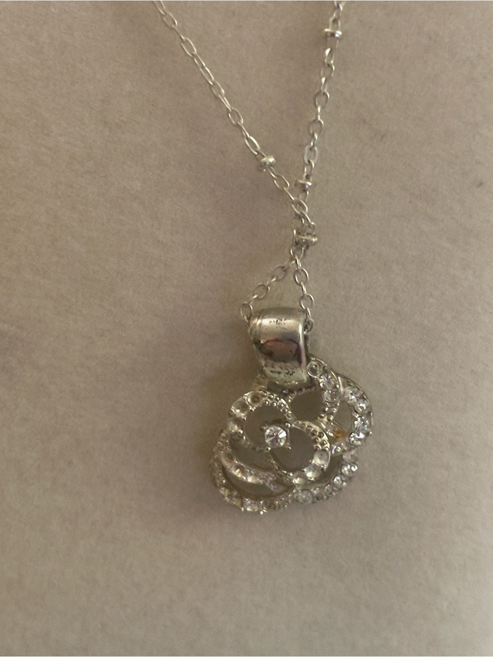 Silver Crystal Floral Drop Necklace - Women's Jewelry